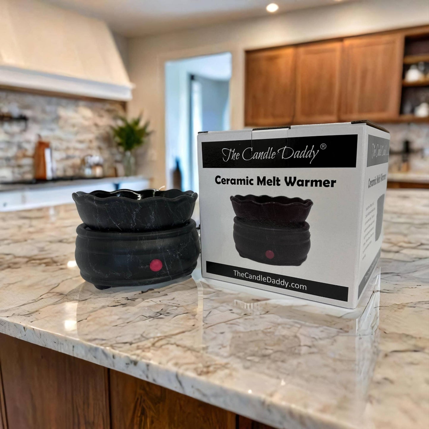 Electric Ceramic Wax Melt and Candle Warmer - Round Marble